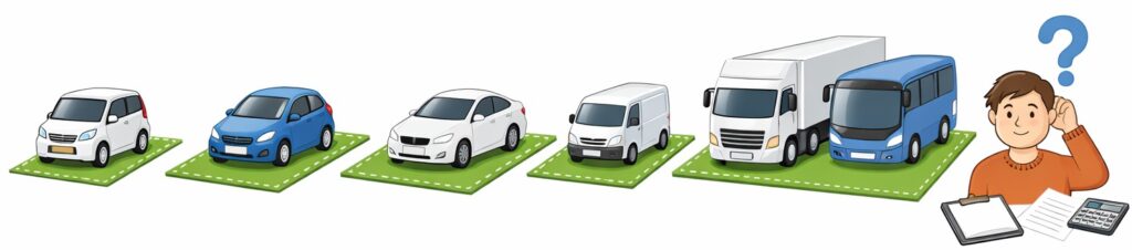 車種ごとの必要な坪数(表形式)