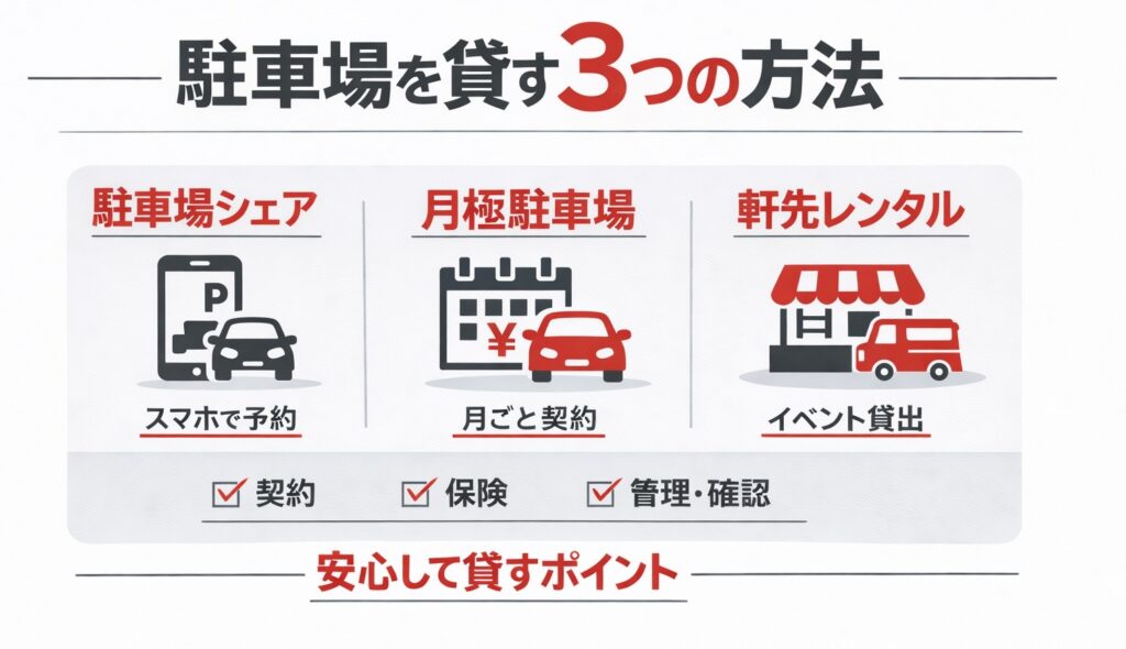 自宅駐車場の貸出方法は?よくある質問と貸す場合の注意点