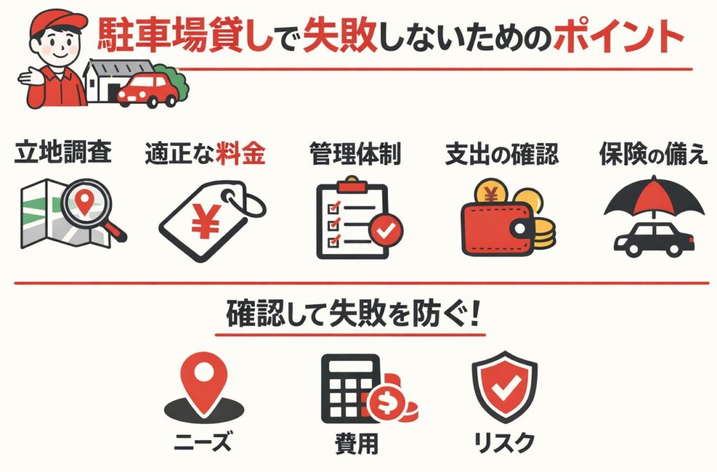 駐車場経営の失敗例9つと対策|よくある原因と回避方法を解説