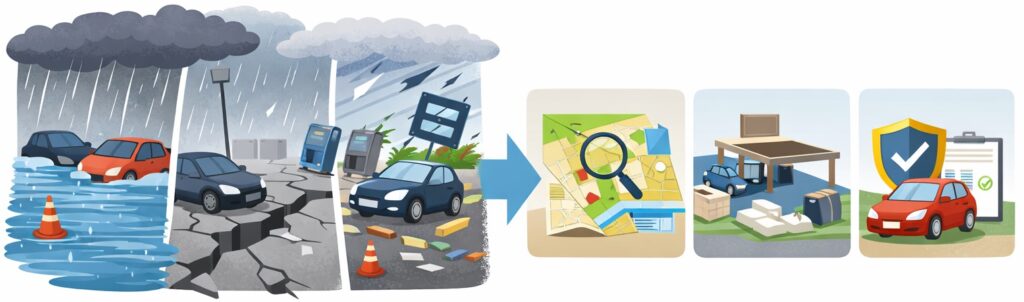 自然災害で駐車場が使えなくなるリスク