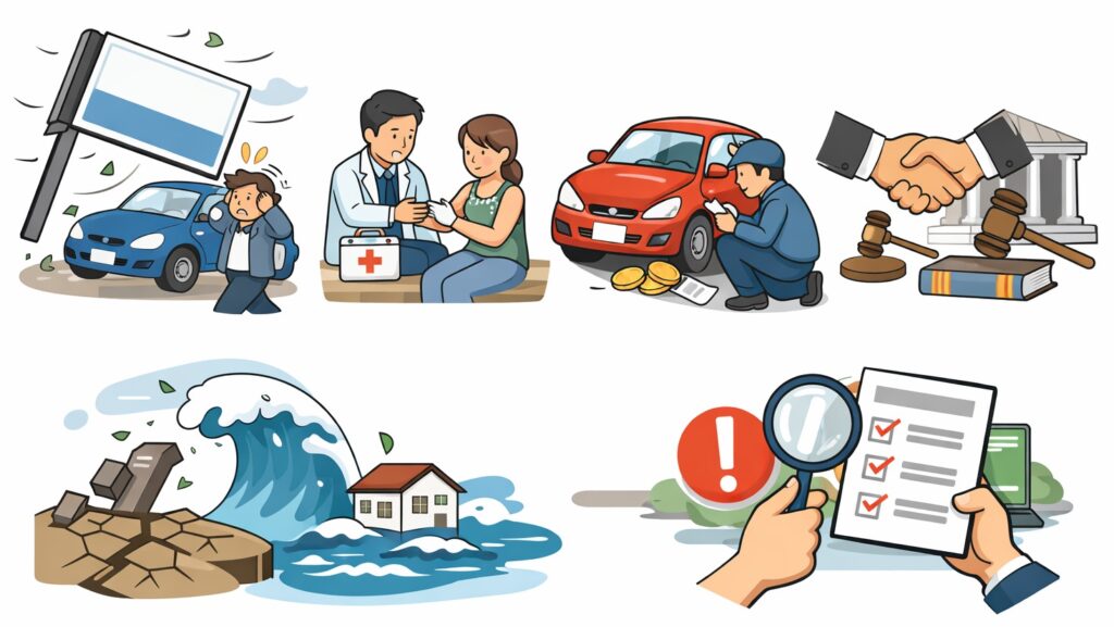 看板が落ちて人や車にあたったとき