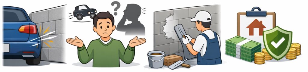 駐車場の塀(壁)に車があたってキズがついたとき