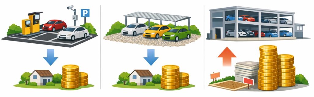 駐車場タイプ別の初期費用まとめ