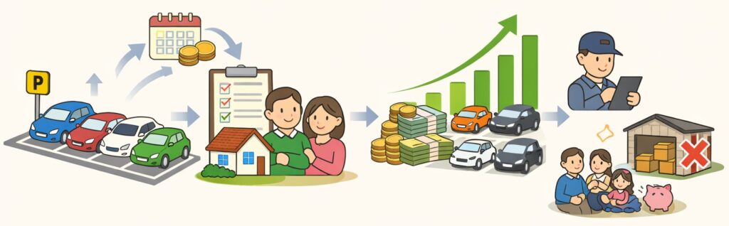 月極駐車場を運営したときの売上の目安