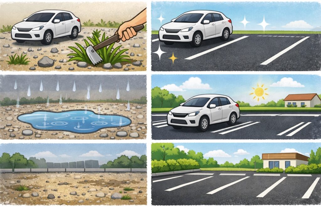 長く運営するなら地面の整備(舗装)をしておく