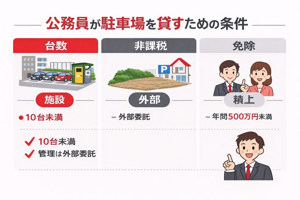 駐車場経営は公務員は可能?副業禁止規定と不動産投資。懲戒処分を受けないために。