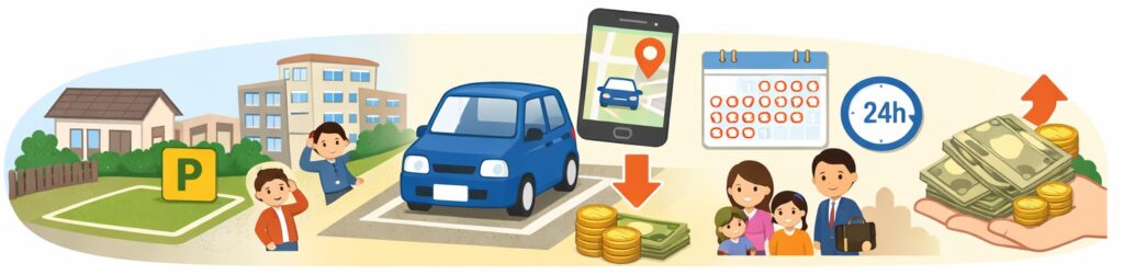 住宅地のすみを使って少しずつ収入を増やす例