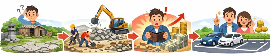 庭や古い物を壊して片づける費用の考え方