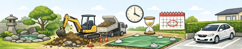 庭の一部を壊して駐車場を一台分ふやす場合