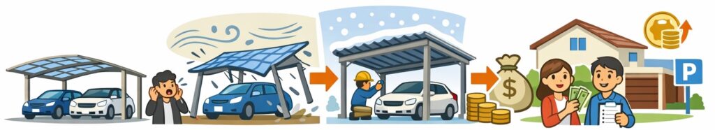 車を雨から守る屋根をつけるときの費用