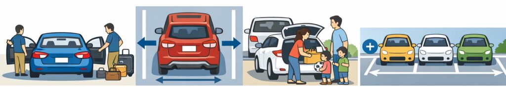 車が出し入れしやすい広さと形を考える