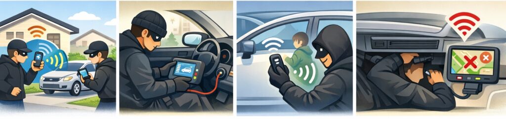 車が盗まれるよくある方法