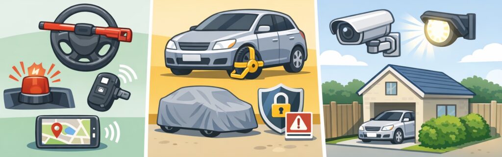 車盗難防止を自宅駐車場で行うには？お客様が注意することとは？