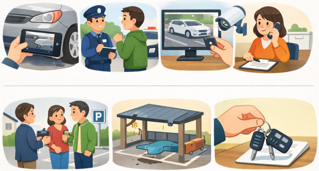 自宅駐車場での当て逃げの対処法は？責任は誰が負う？