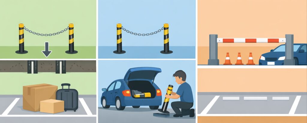 使わないときは外せて、邪魔になりにくい