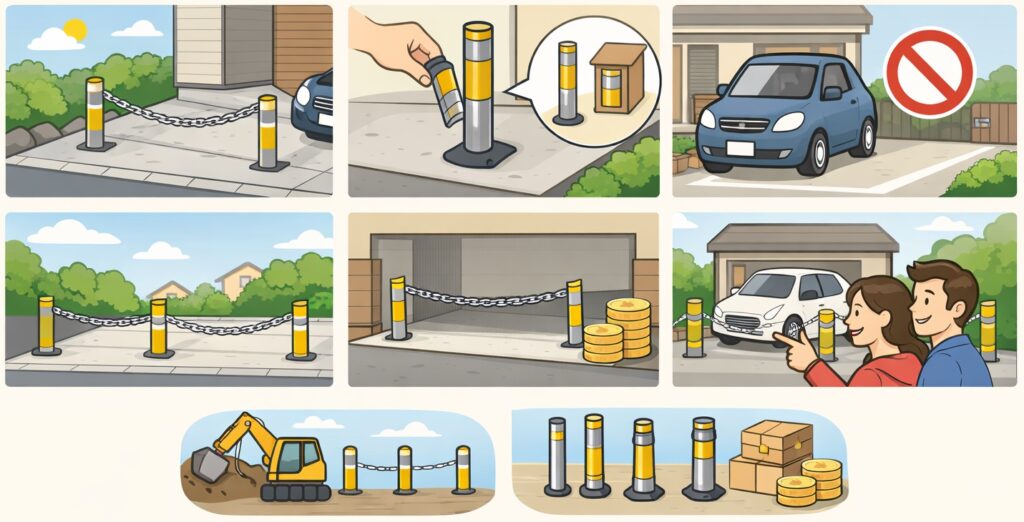 自宅駐車場にチェーンポールは必要?どんなメリットがある?費用対効果は?