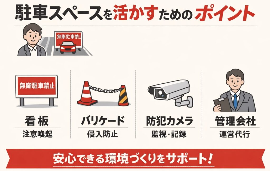 駐車場の不法侵入・無断駐車を防ぐ対処法と防止の工夫まとめ