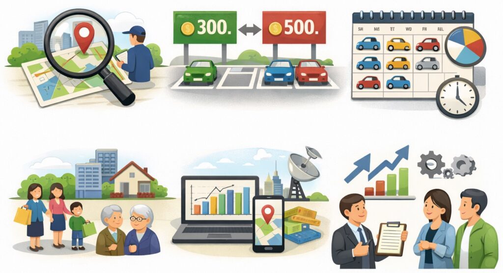 周辺の料金や利用状況を調べてもらう