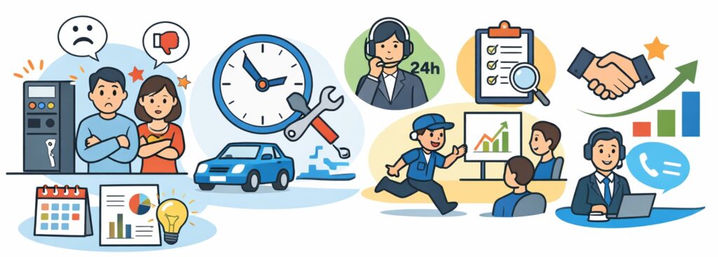 連絡の早さや対応の丁寧さを見る