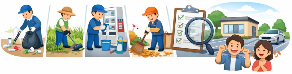 清潔感や見た目の良さが保たれているかチェックする