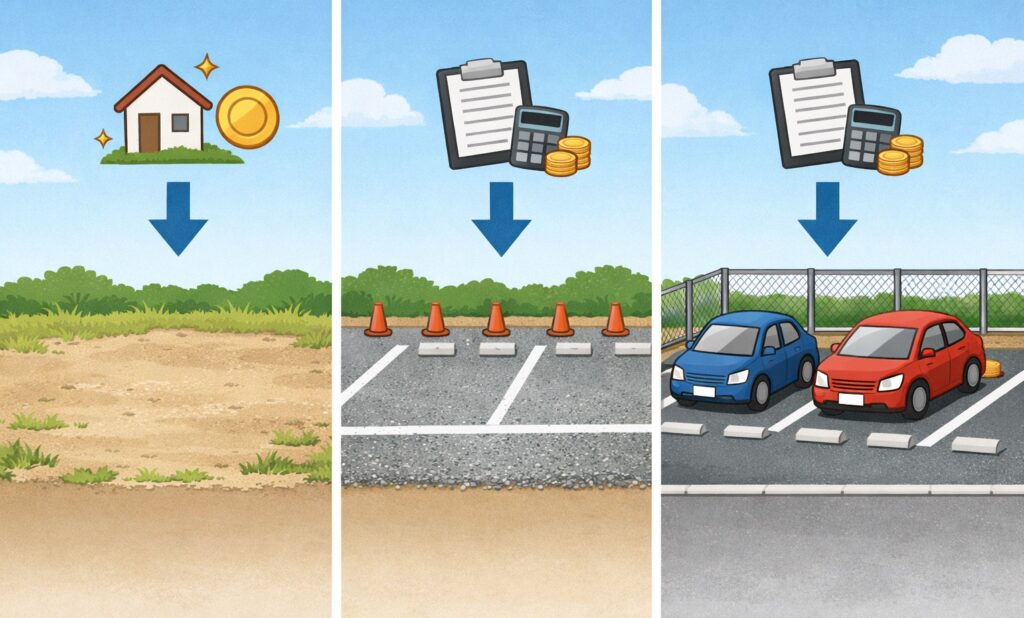 土地を貸す場合と駐車場を貸す場合では消費税の扱いが違う