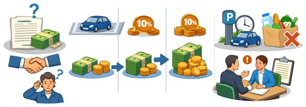 現在の消費税率と駐車場収入の関係