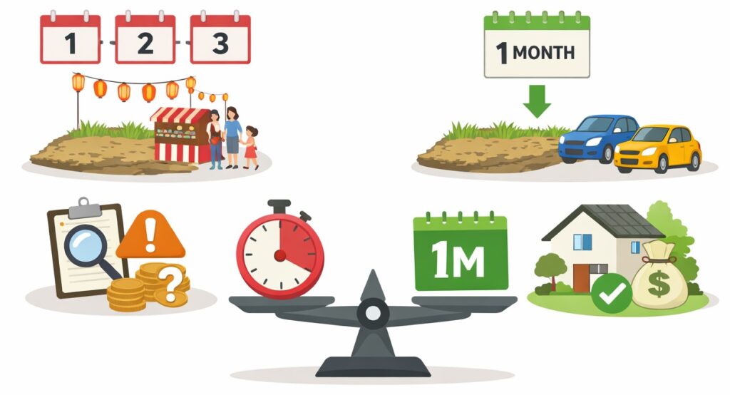 整備していない土地を短期間だけ貸す場合