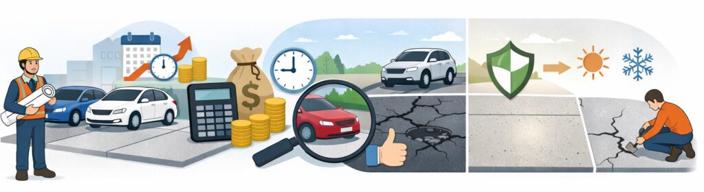 コンクリートで舗装した駐車場の場合