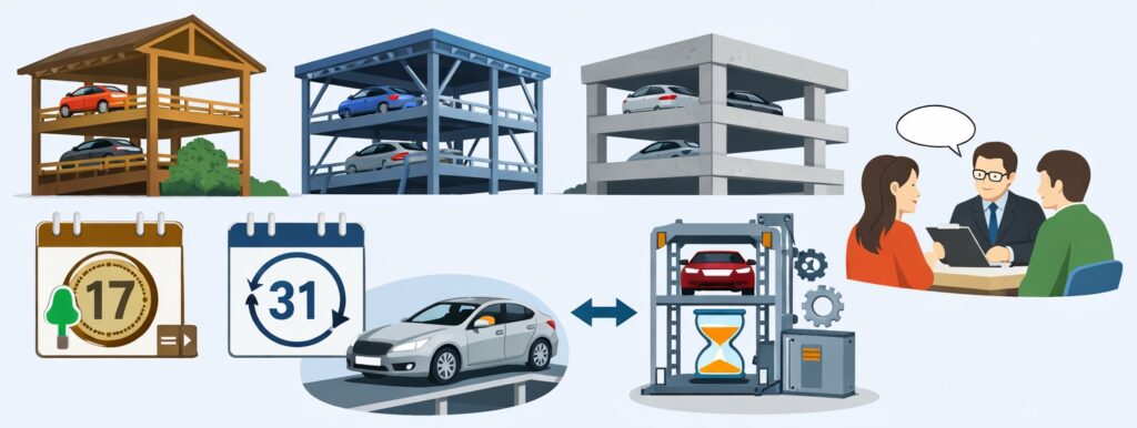 立体駐車場(鉄骨造・コンクリート造)の場合