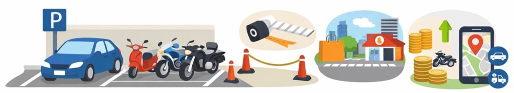 車だけでなくバイク用スペースも貸せる