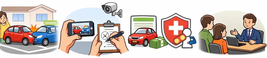 他の人の車が自宅駐車場でぶつかったときの対応