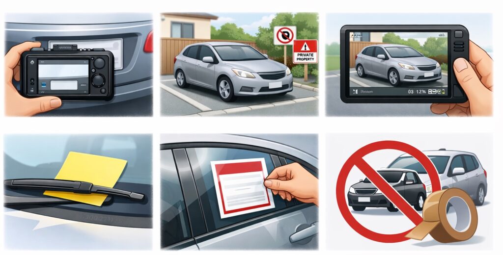 ステップ1：写真で証拠を残しながら警告文を貼る