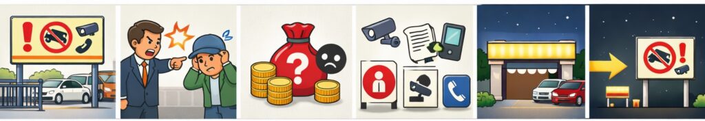 目立つ看板を設置する（罰金表示の注意点あり）