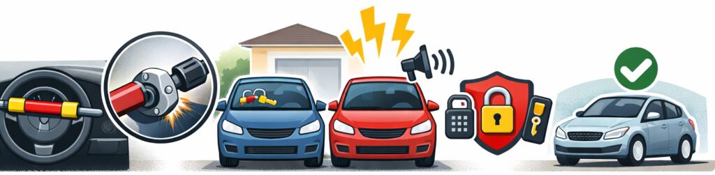 ハンドルを固定して動けなくする道具