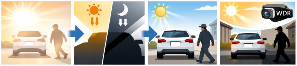 明暗差を補正するWDR（ワイドダイナミックレンジ）機能