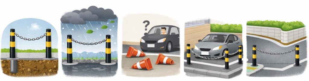 どこに置いても安定して車の出入りを管理できる