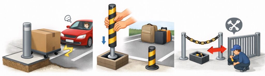 使わないときに取り外せる着脱タイプの便利さ