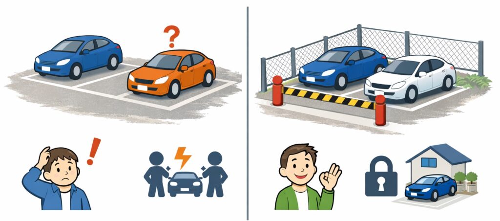 不審者の無断駐車を防いで、安心して貸せる環境を整える