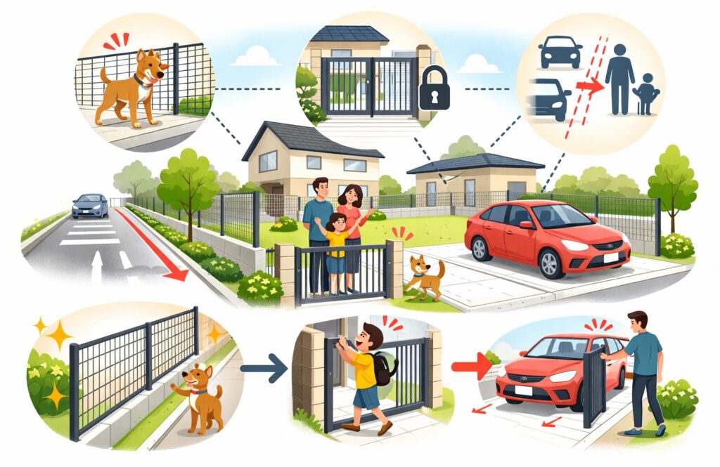 子どもやペットが道路へ飛び出すのを防ぐ