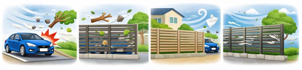 台風や飛来物から車を守る