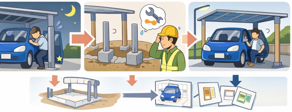 屋根を付けたら乗り降りしづらくなった