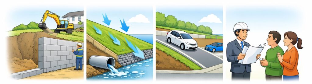 段差を活かして作る駐車場の考え方