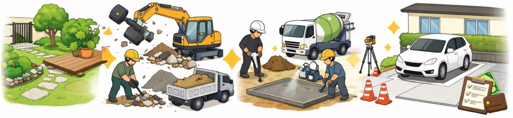 庭を駐車場一台分に造り直す場合