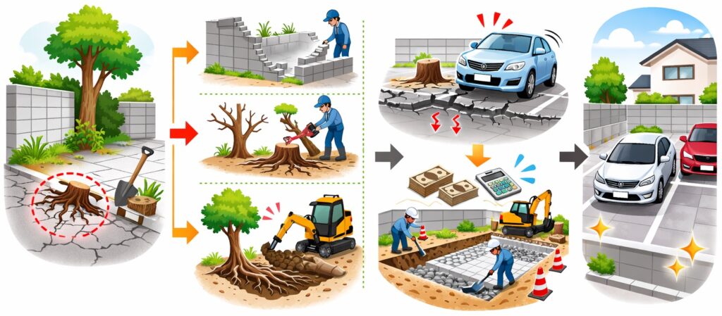 塀や植木の撤去が必要な場合