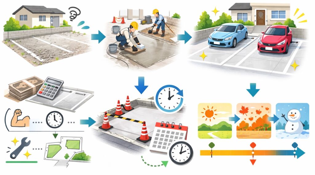 コンクリート舗装の良い点と注意点