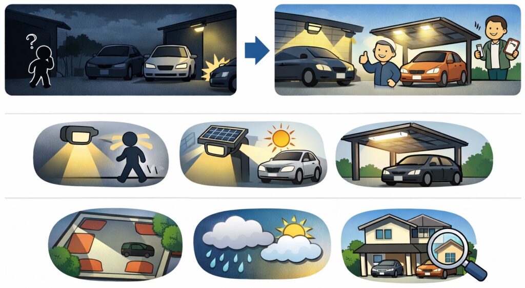 夜でも使いやすい照明の設置