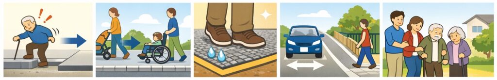 体への負担が少ない通路づくり