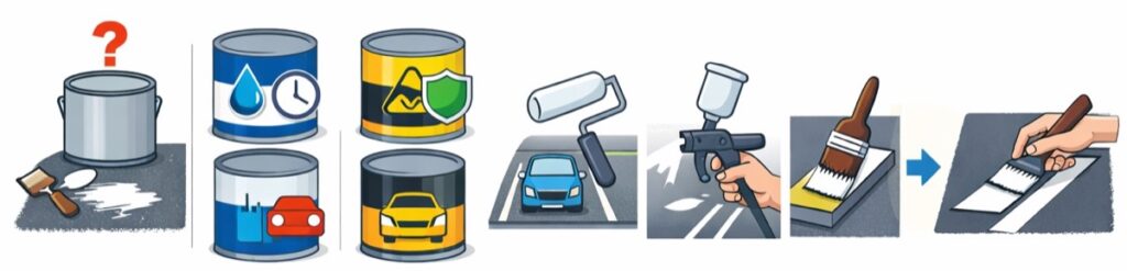 白線用の塗料とぬるための道具