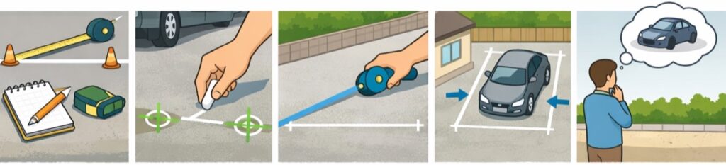 線を引く場所を決めてチョークで印をつける