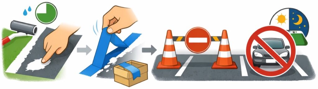 テープをはがして塗料を乾かす